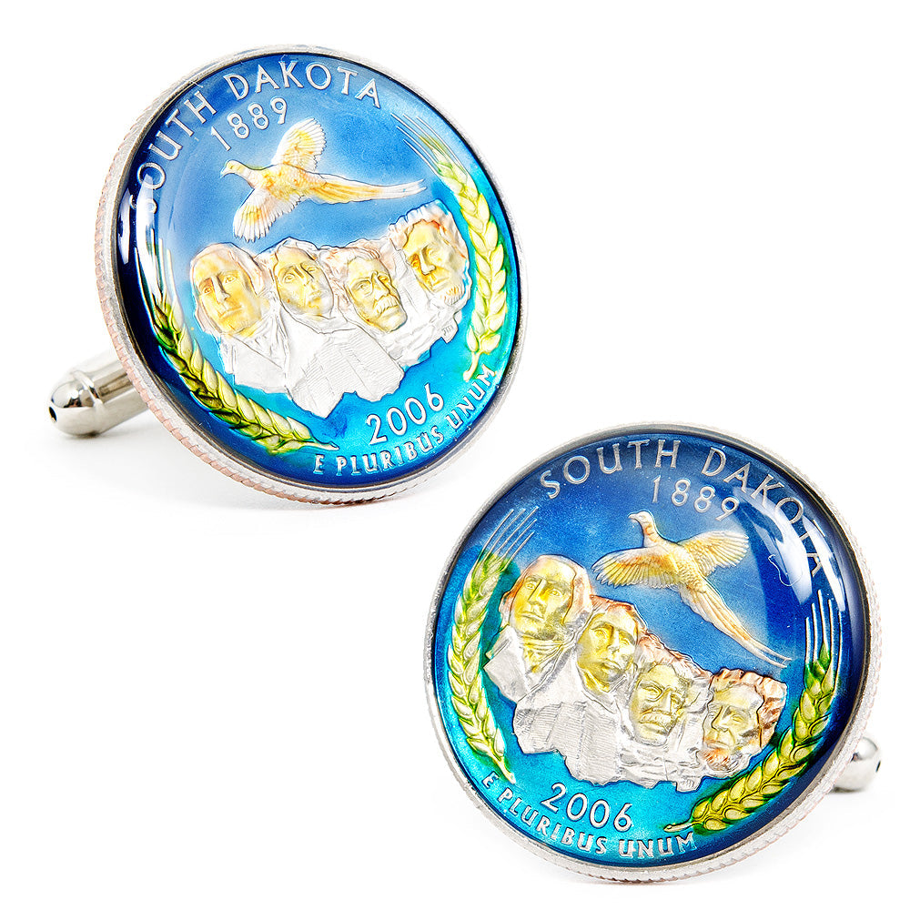  Cufflinks Hand Painted South Dakota State Quarter Cufflinks - Default Title - Bonton