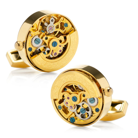 Gold on Gold Kinetic Watch Movement Cufflinks