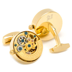 Gold on Gold Kinetic Watch Movement Cufflinks