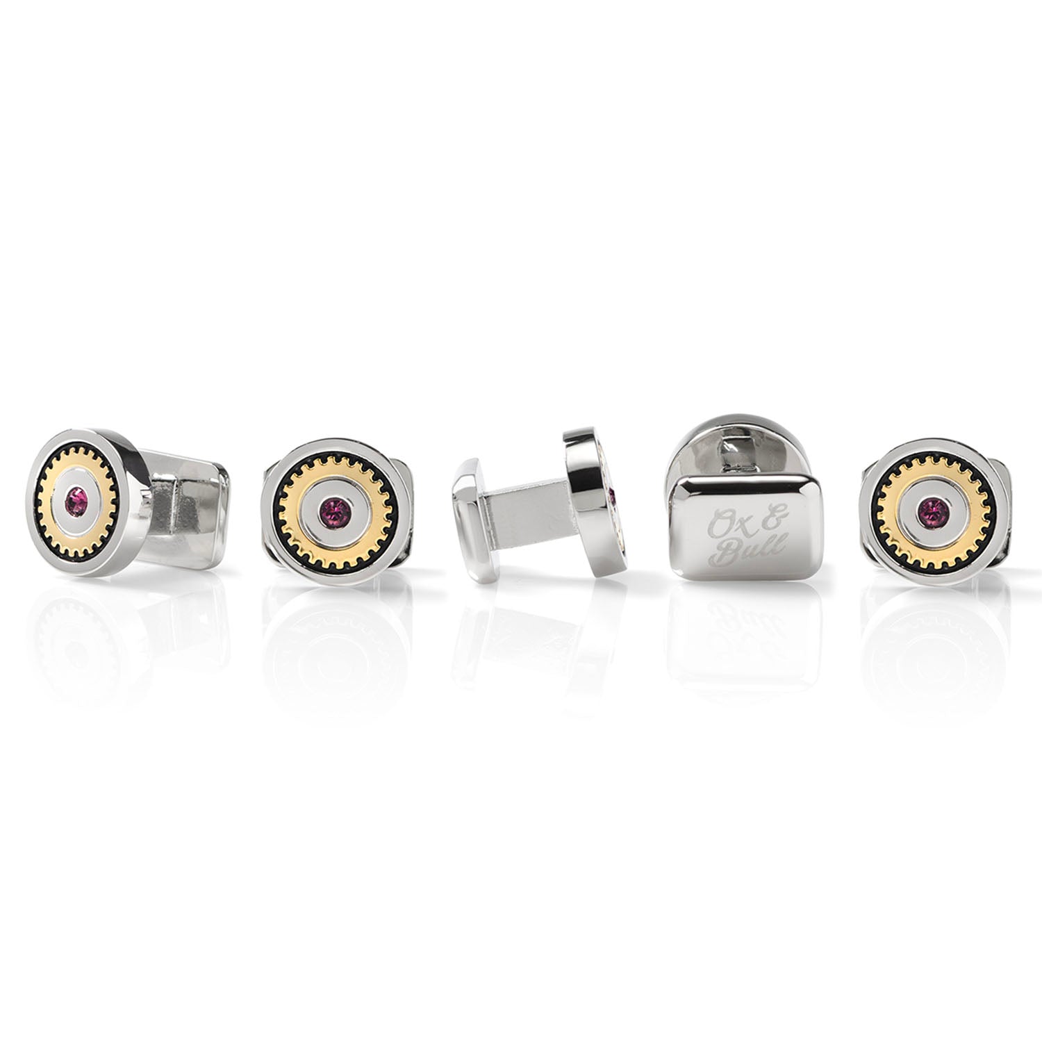  Cufflinks Gear Amethyst Stone 5-Studs - Default Title - Bonton