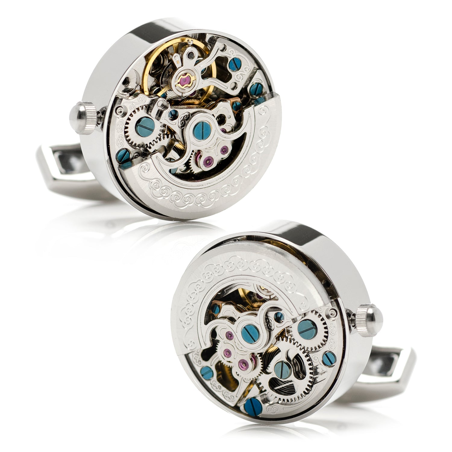  Cufflinks Silver Stainless Steel Kinetic Watch Movement Cufflinks - Default Title - Bonton