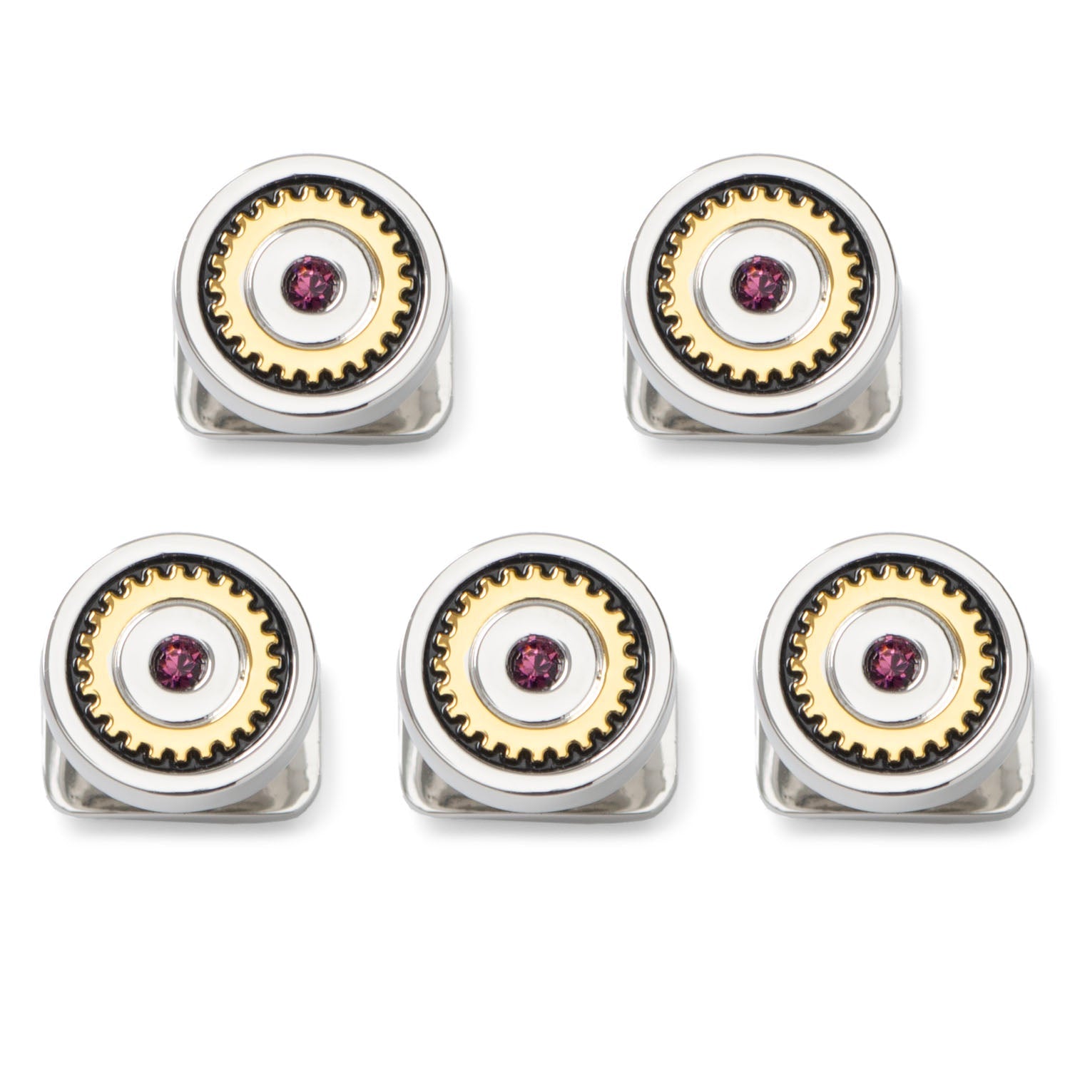  Cufflinks Gear Amethyst Stone 5-Studs - Default Title - Bonton