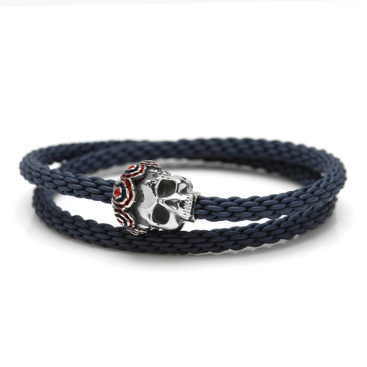 Skull Gear W/ Semi Precious Stone Bracelet 17cm