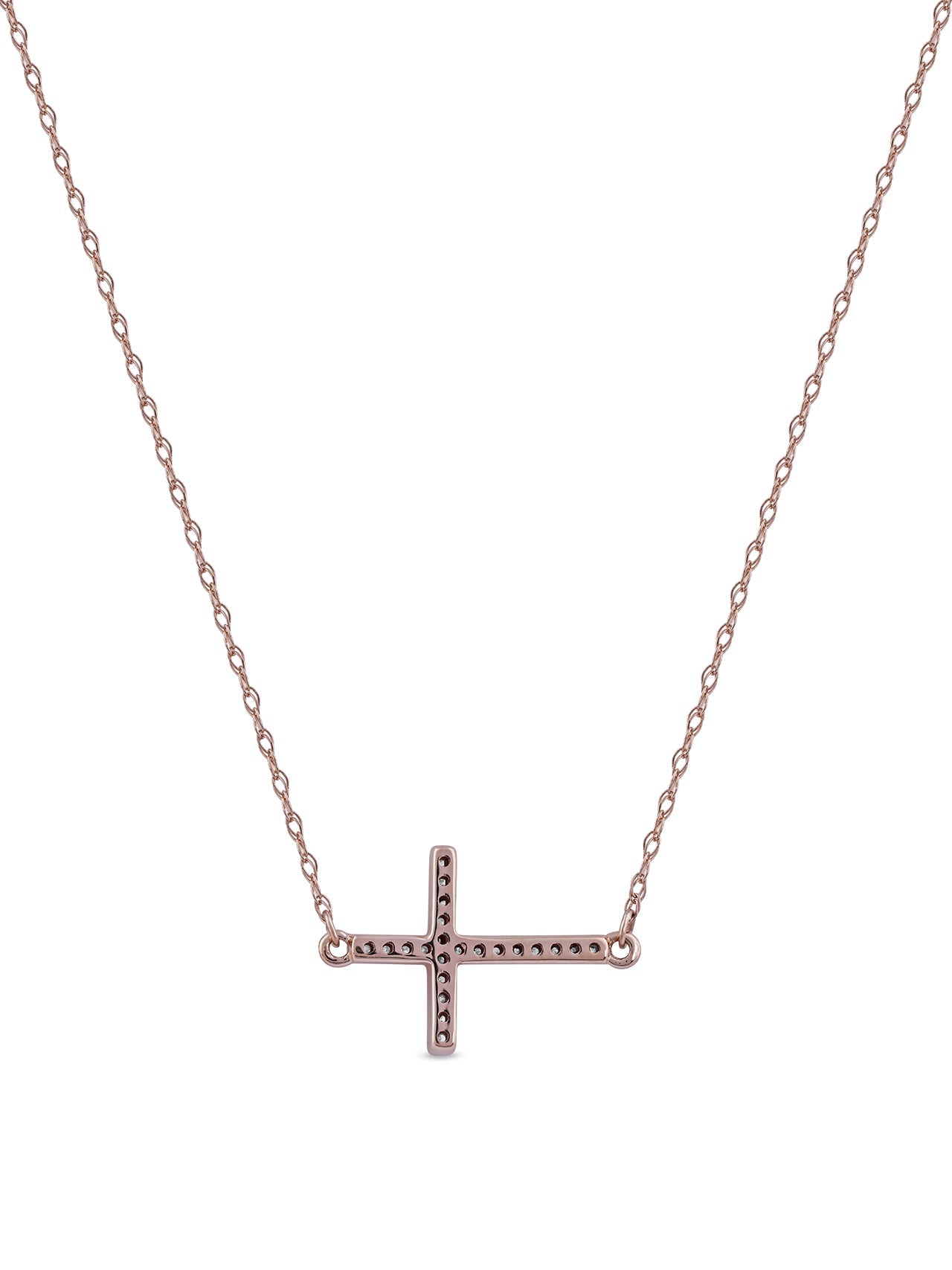  May & June 1/20ct TDW Diamond Cross Pendant Necklace - Pink - Bonton