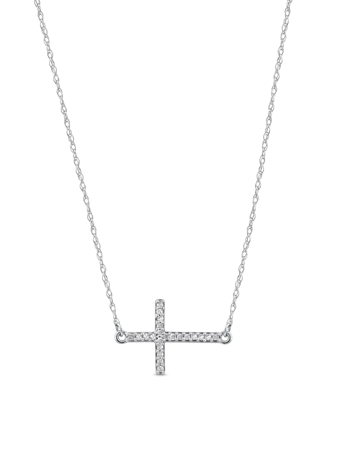  May & June 1/20-ct TDW Diamond Cross Pendant Necklace - Pink - Bonton