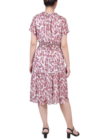 Petite Short Sleeve Smocked Waist Dress