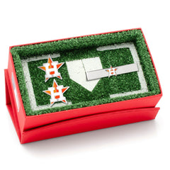 Houston Astros Cufflinks and Tie Bar Gift Set