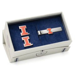 University of Illinois Cufflinks and Tie Bar Gift Set