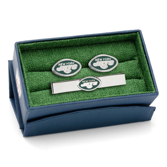 New York Jets Cufflinks & Tie Bar Gift Set