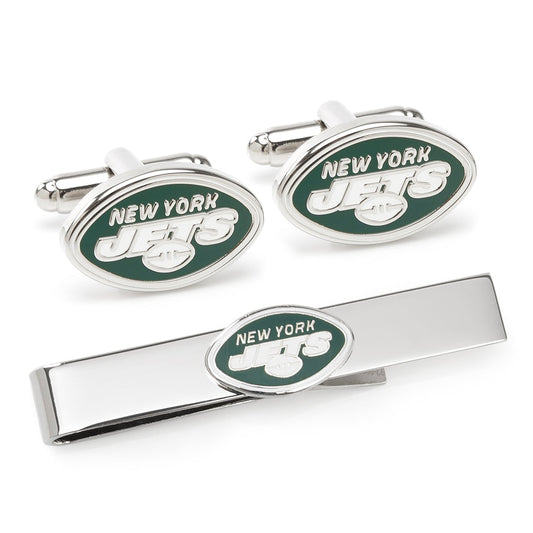 New York Jets Cufflinks & Tie Bar Gift Set