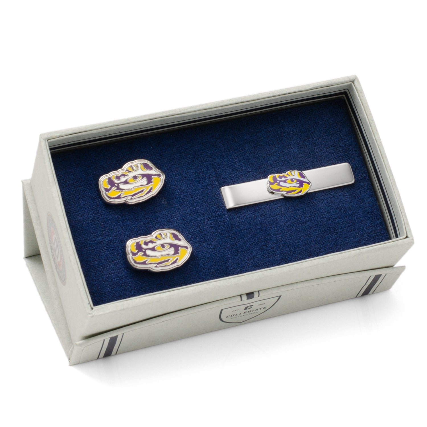  Cufflinks LSU Tiger's Eye Cufflinks and Tie Bar Gift Set - Default Title - Bonton