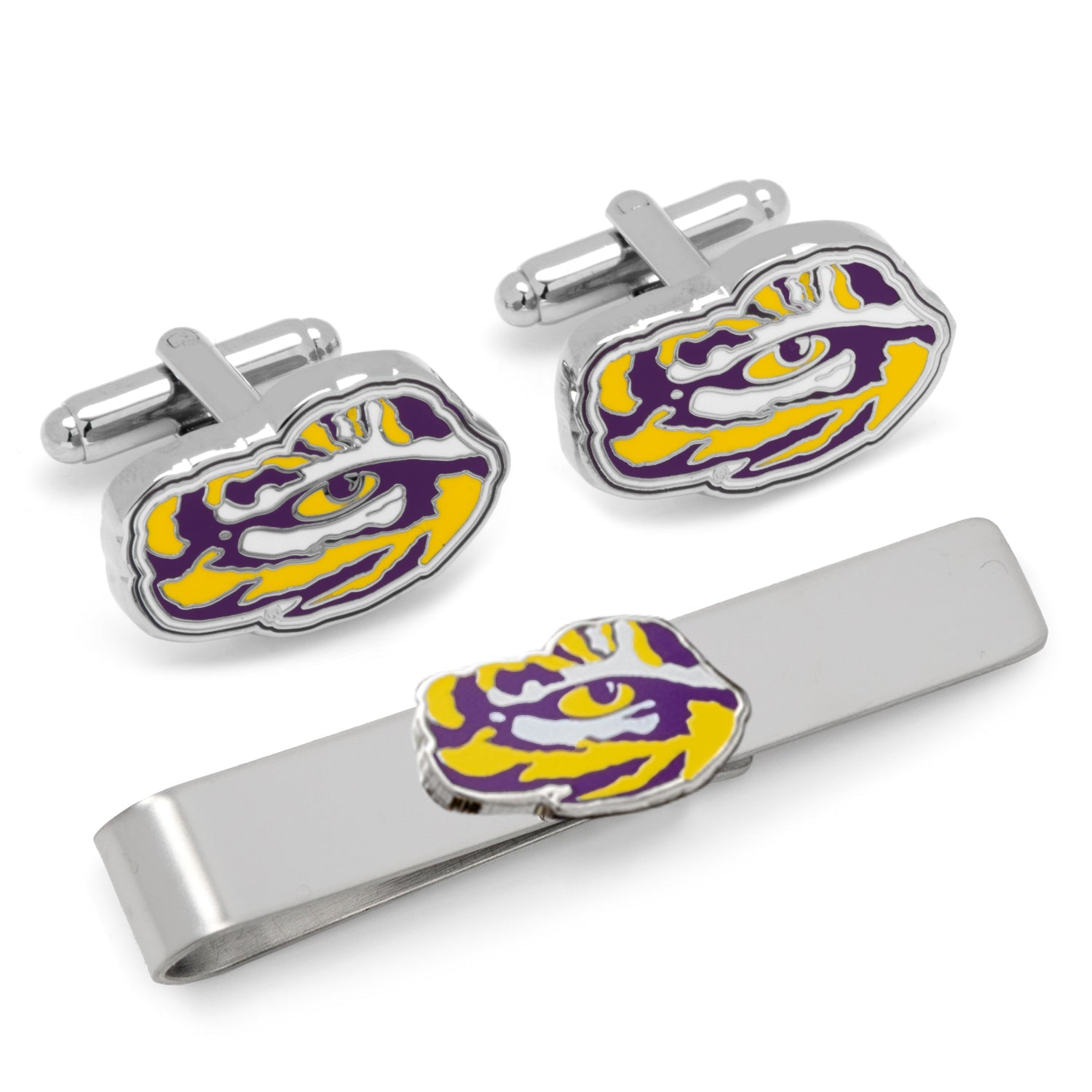  Cufflinks LSU Tiger's Eye Cufflinks and Tie Bar Gift Set - Default Title - Bonton