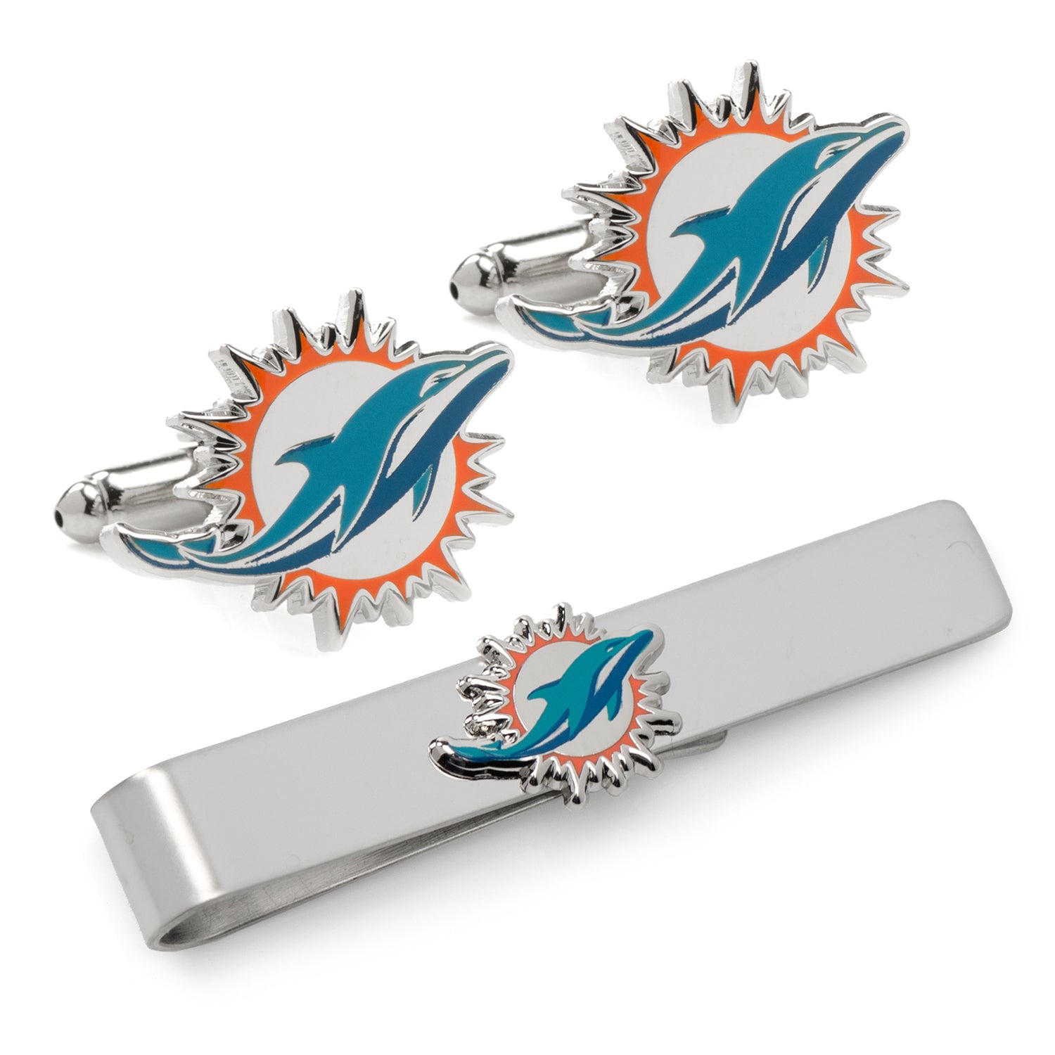  Cufflinks Miami Dolphins Cufflinks and Tie Bar Gift Set - Default Title - Bonton