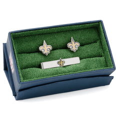 New Orleans Saints Cufflinks and Tie Bar Gift Set