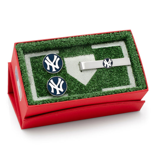 New York Yankees Cufflinks and Tie Bar Gift Set