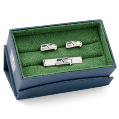 Seattle Seahawks Cufflinks and Tie Bar Gift Set