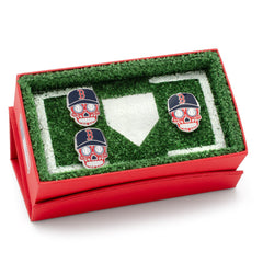 Boston Red Sox Sugar Skull Cufflinks & Lapel Pin Gift Set