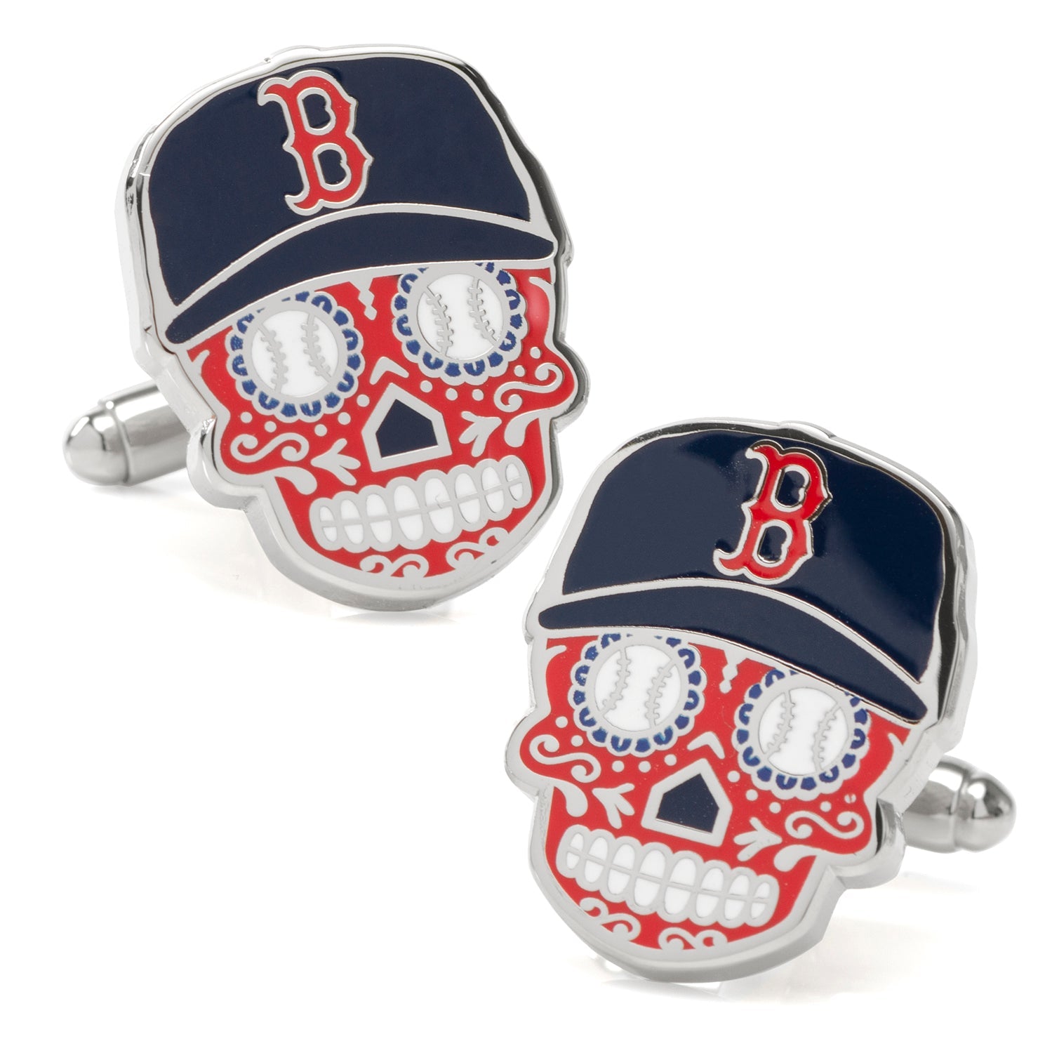  Cufflinks Boston Red Sox Sugar Skull Cufflinks & Lapel Pin Gift Set - Default Title - Bonton