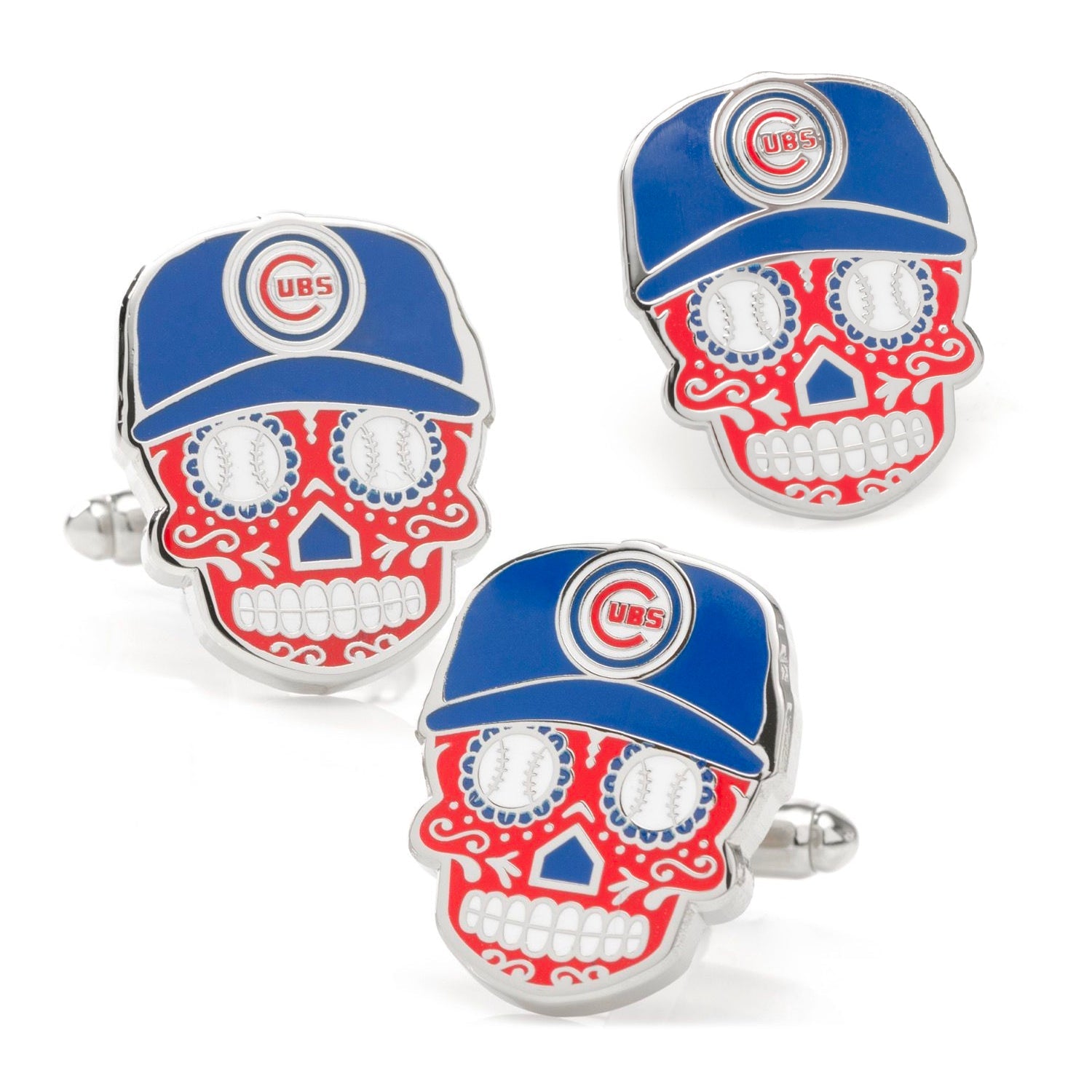  Cufflinks Chicago Cubs Sugar Skull Cufflinks & Lapel Pin Gift Set - Default Title - Bonton