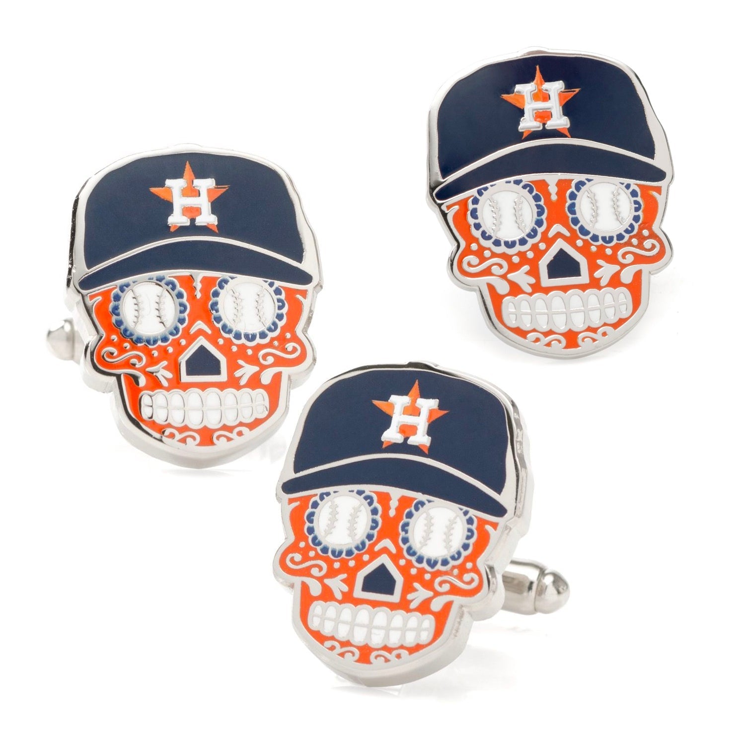  Cufflinks Houston Astros Sugar Skull Cufflinks & Lapel Pin Gift Set - Default Title - Bonton