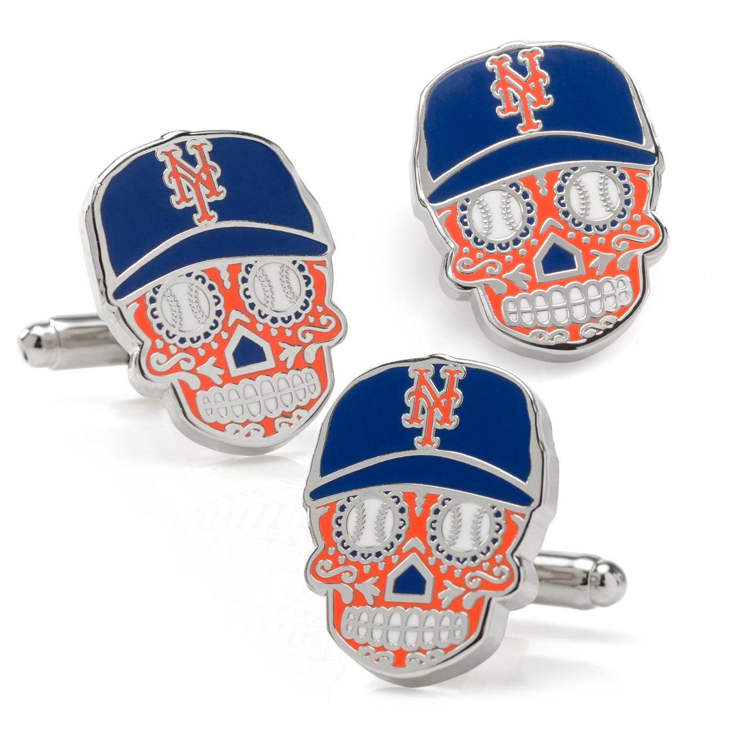  Cufflinks New York Mets Sugar Skull Cufflinks & Lapel Pin Gift Set - Default Title - Bonton