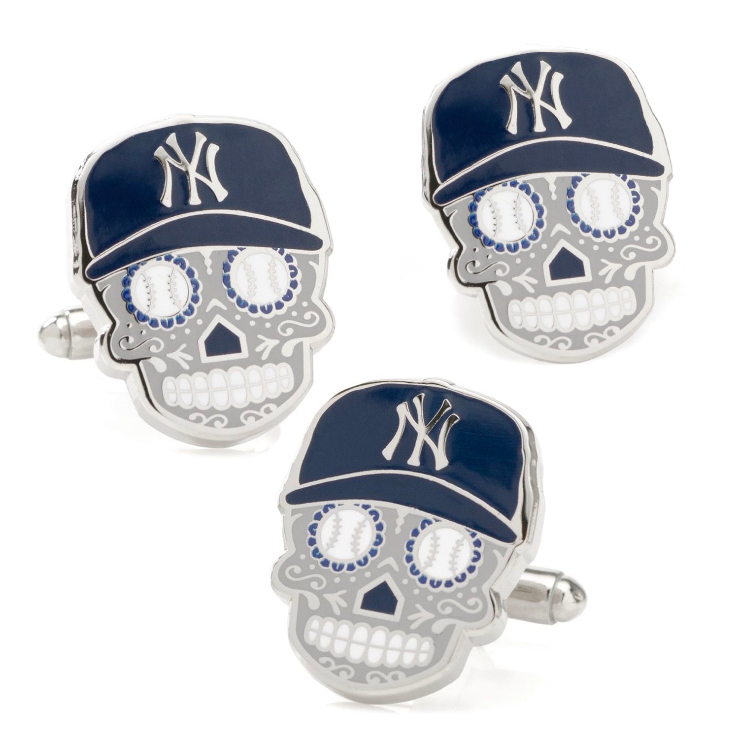  Cufflinks New York Yankees Sugar Skull Cufflinks & Lapel Pin Gift Set - Default Title - Bonton