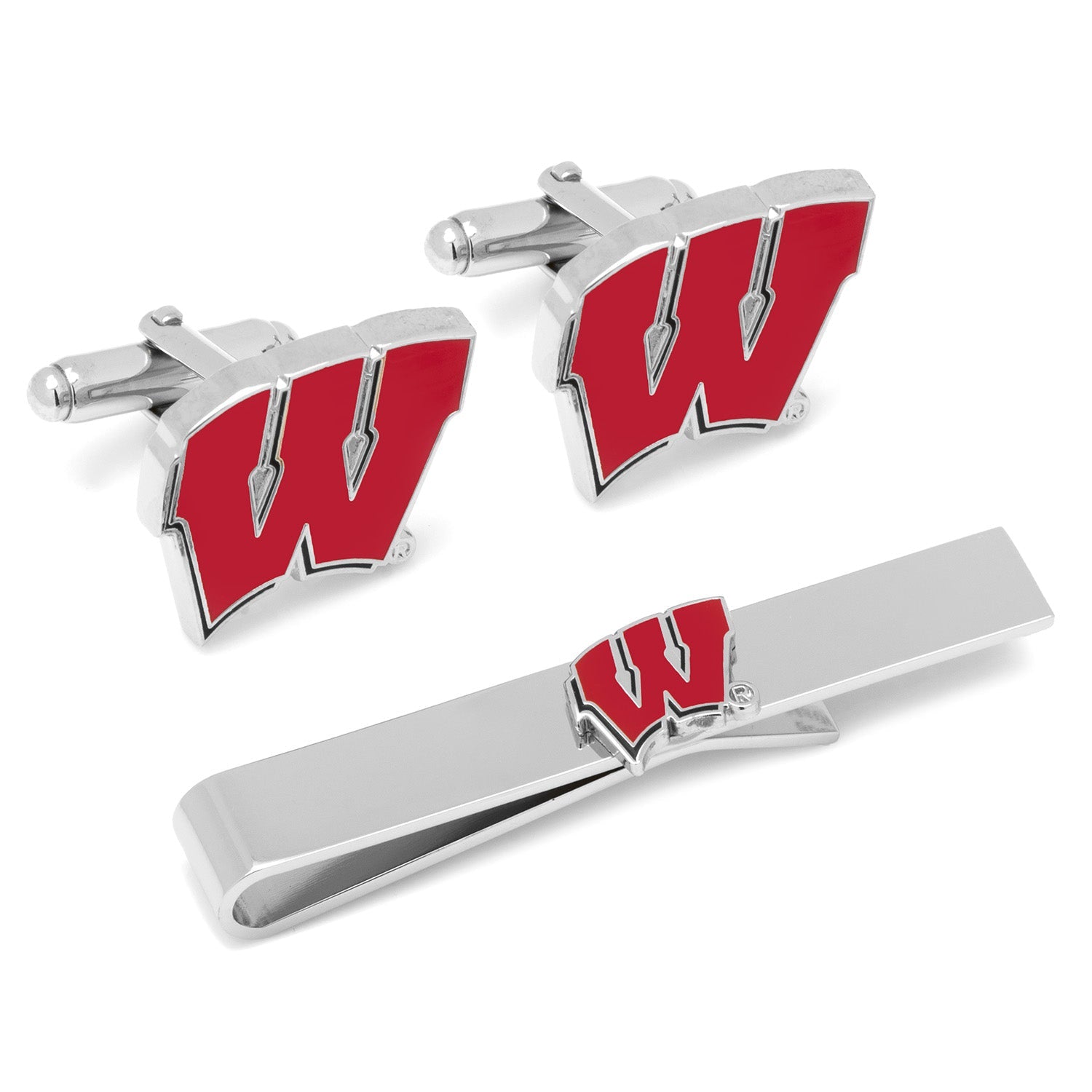  Cufflinks University of Wisconsin Badgers Cufflinks and Tie Bar Set - Default Title - Bonton