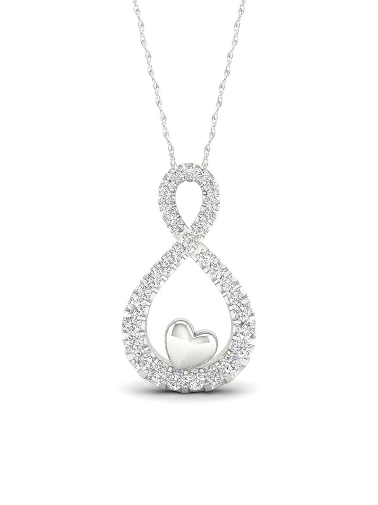  May & June 1/6ct TDW Diamond Infinity with Heart Pendant Necklace - Pink - Bonton