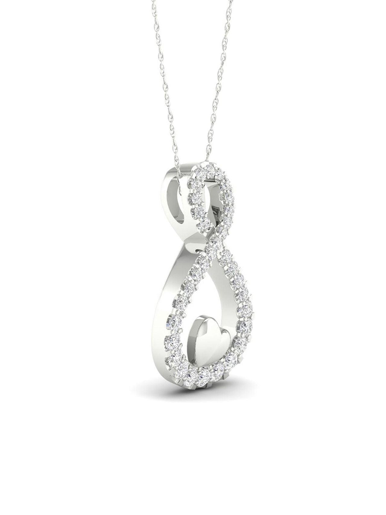  May & June 1/6ct TDW Diamond Infinity with Heart Pendant Necklace - Pink - Bonton