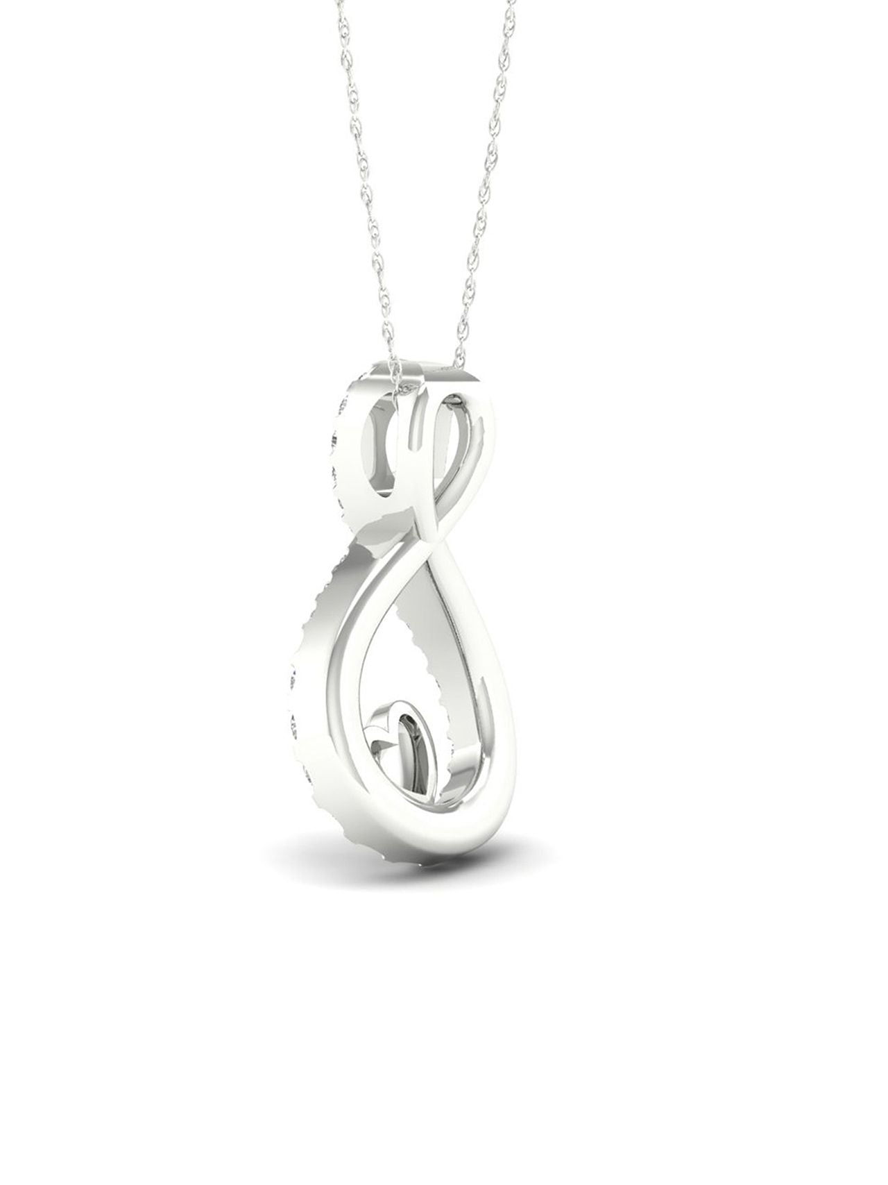  May & June 1/6ct TDW Diamond Infinity with Heart Pendant Necklace - Pink - Bonton