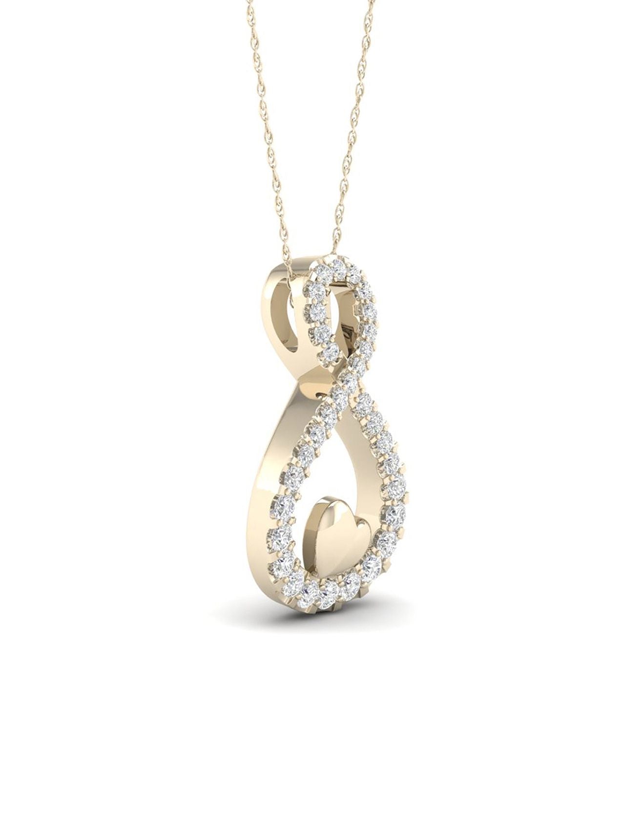  May & June 1/6ct TDW Diamond Infinity with Heart Pendant Necklace - White - Bonton