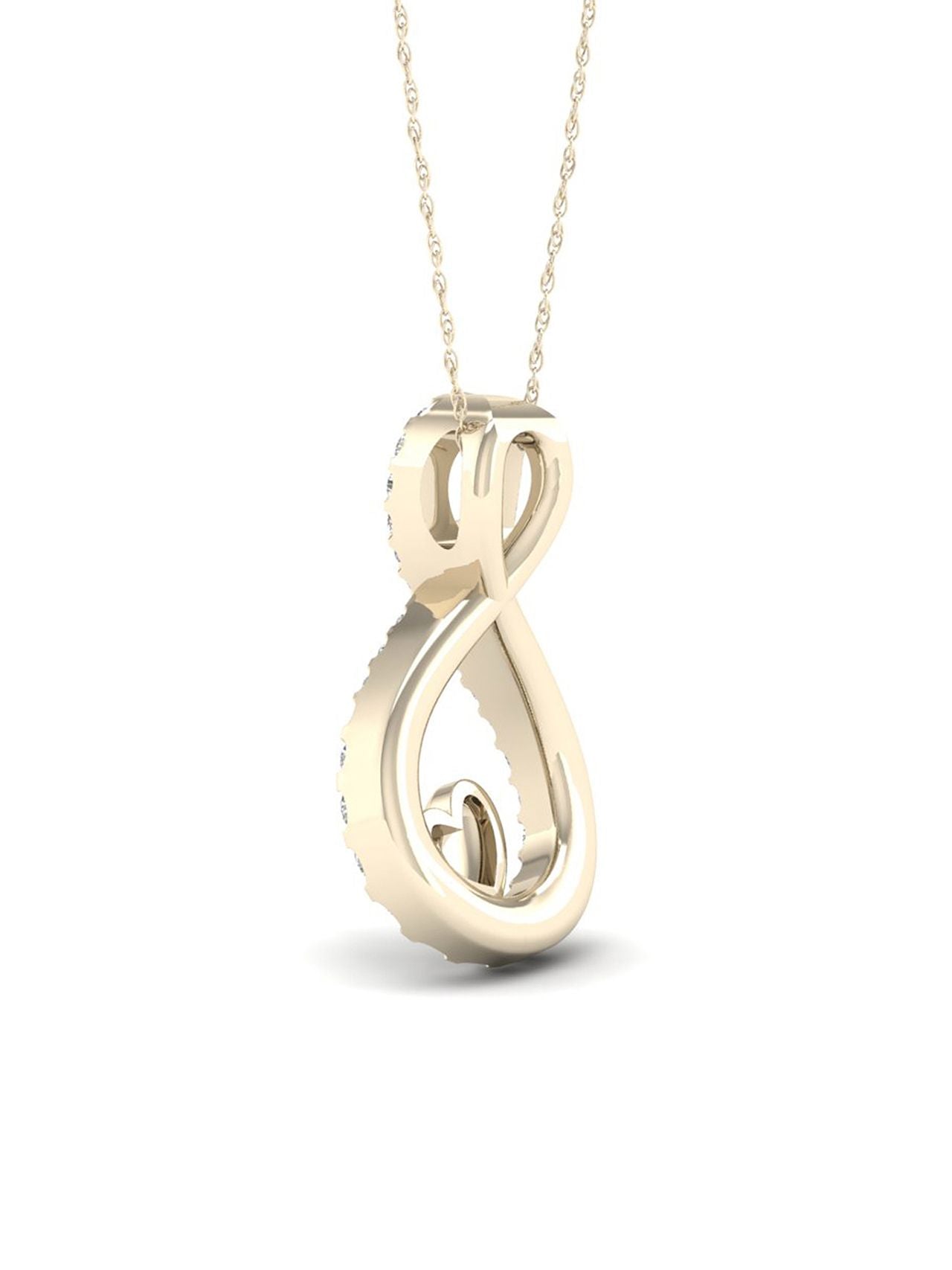  May & June 1/6ct TDW Diamond Infinity with Heart Pendant Necklace - Pink - Bonton