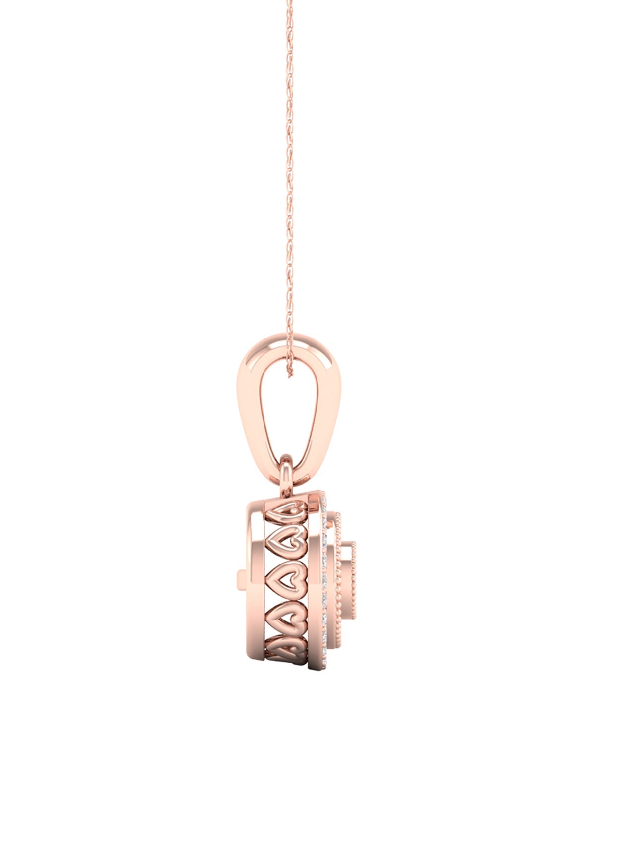  May & June 1/8ct TDW Diamond Halo Pendant Necklace - Pink - Bonton