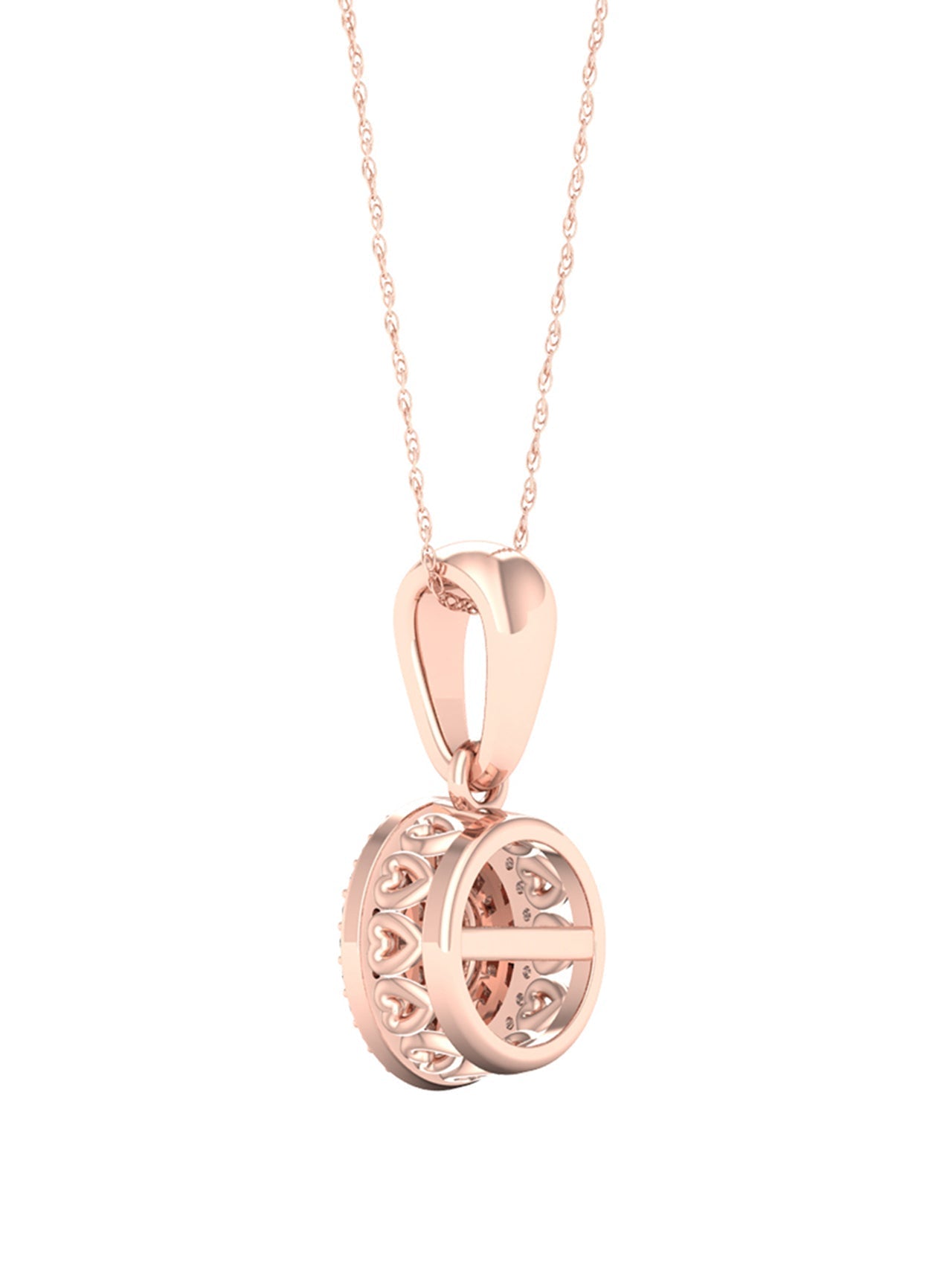  May & June 1/8ct TDW Diamond Halo Pendant Necklace - Pink - Bonton