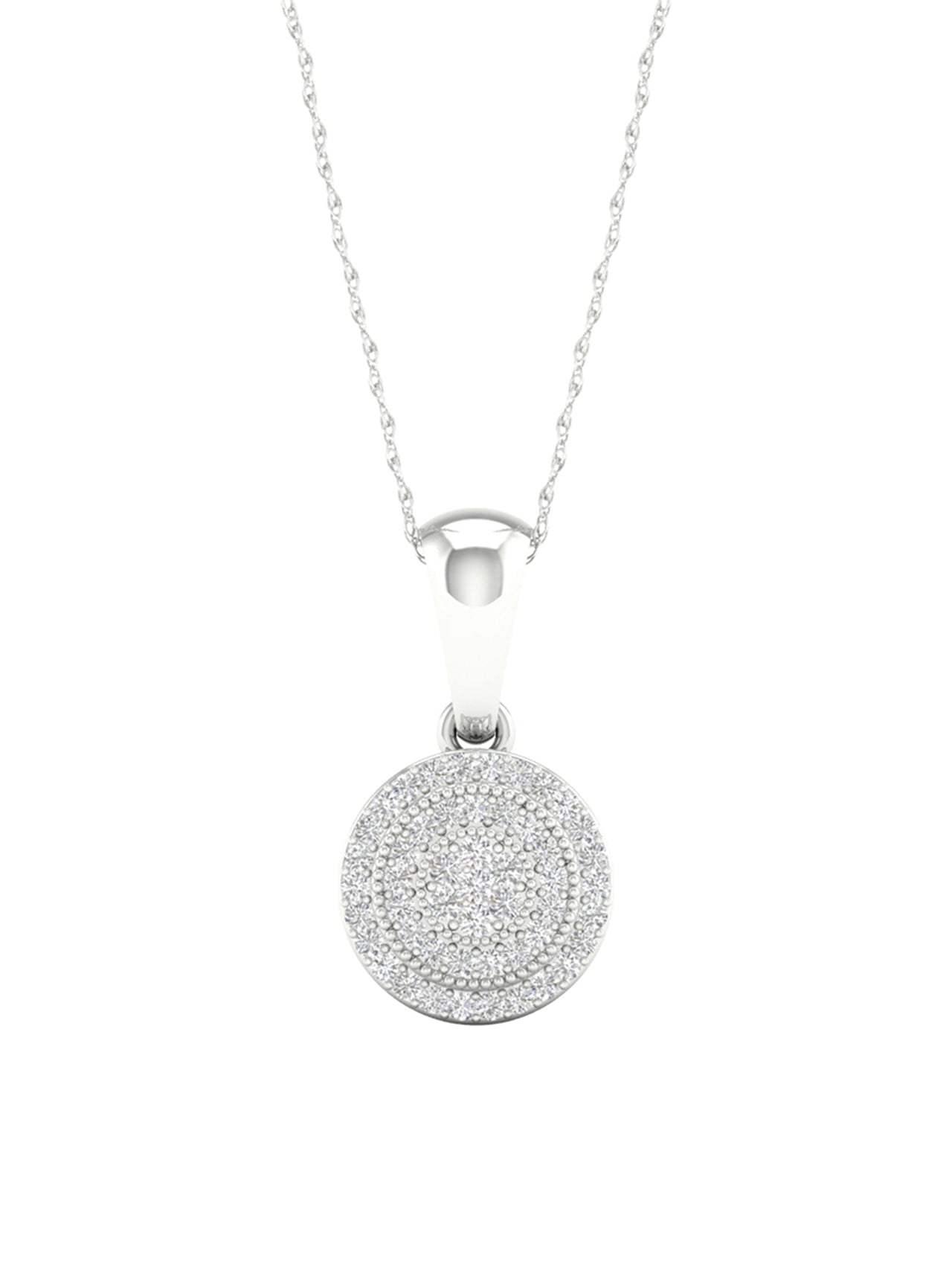  May & June 1/8ct TDW Diamond Halo Pendant Necklace - Pink - Bonton