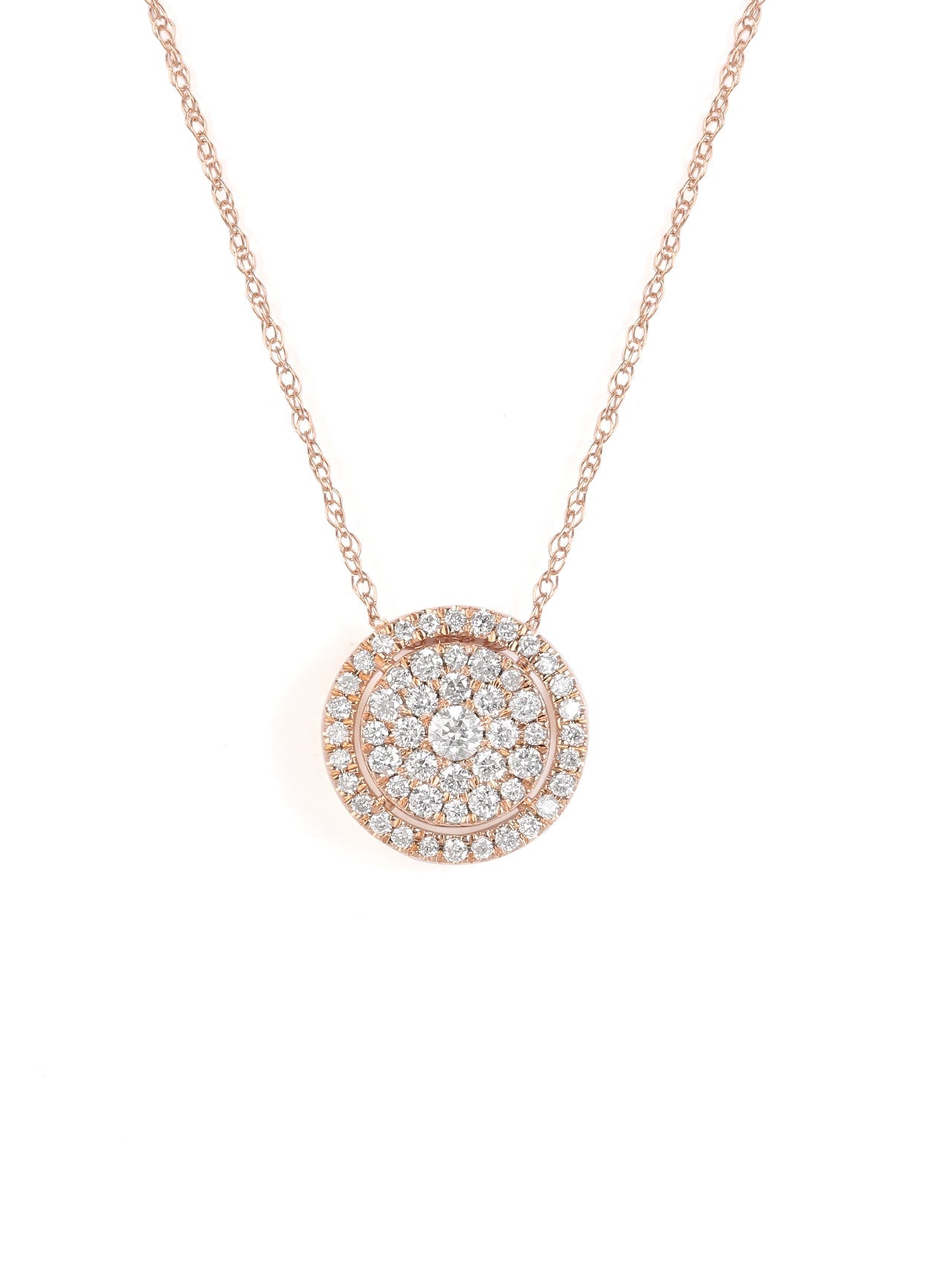  May & June 1/3ct TDW Diamond Cluster Halo Pendant Necklace in 14k Gold - Rose - Bonton