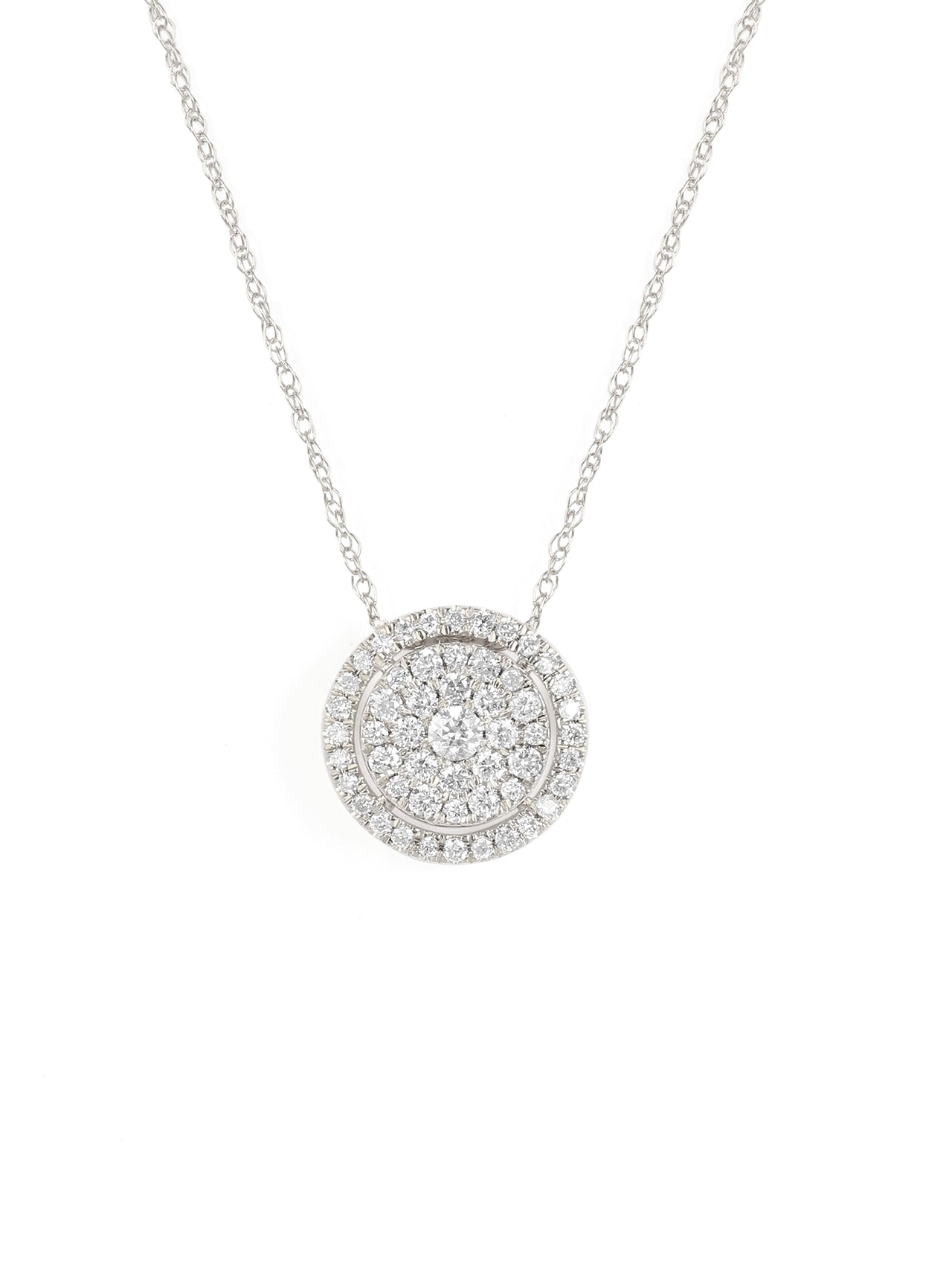  May & June 1/3ct TDW Diamond Cluster Halo Pendant Necklace in 14k Gold - White - Bonton