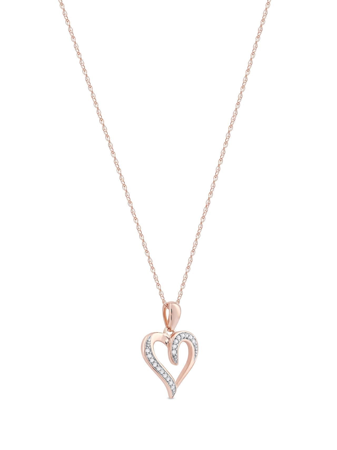  May & June 1/20ct TDW Diamond Heart Pendant Necklace - Pink - Bonton