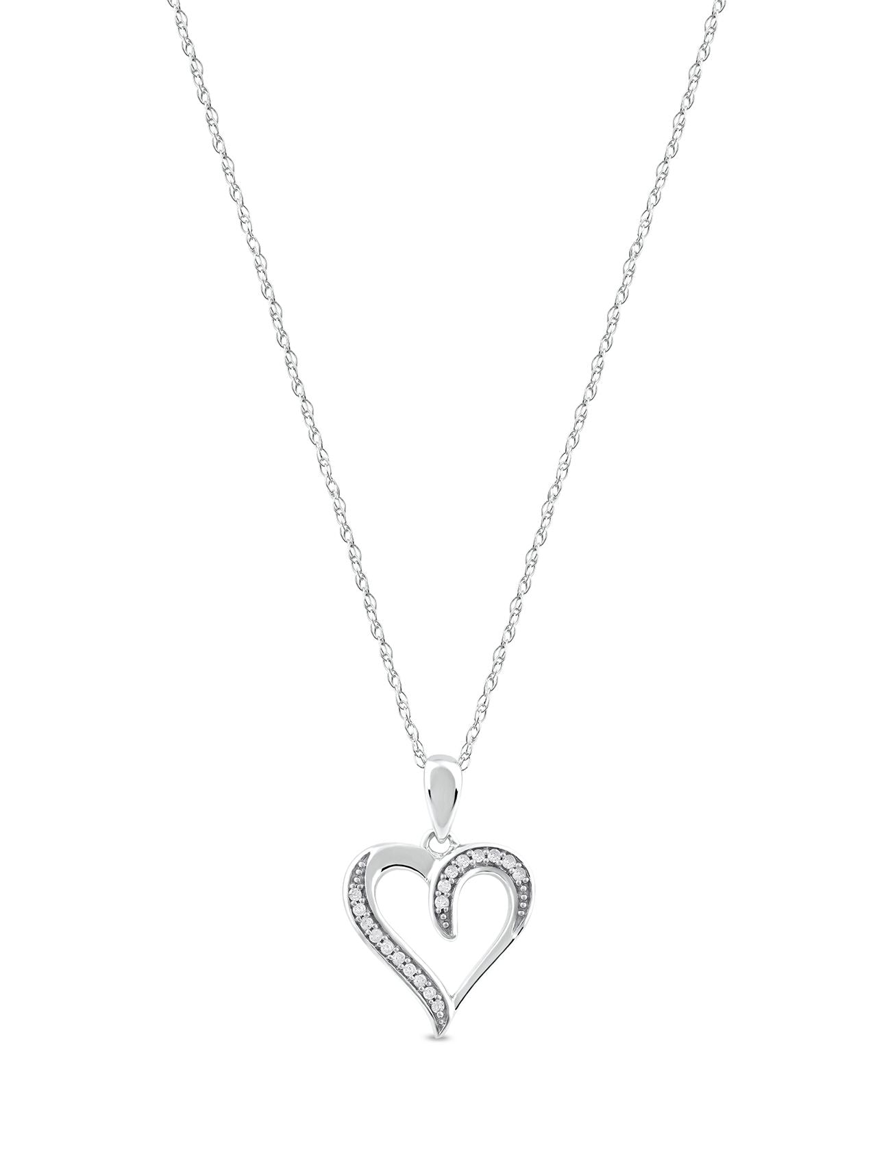  May & June 1/20ct TDW Diamond Heart Pendant Necklace - Pink - Bonton