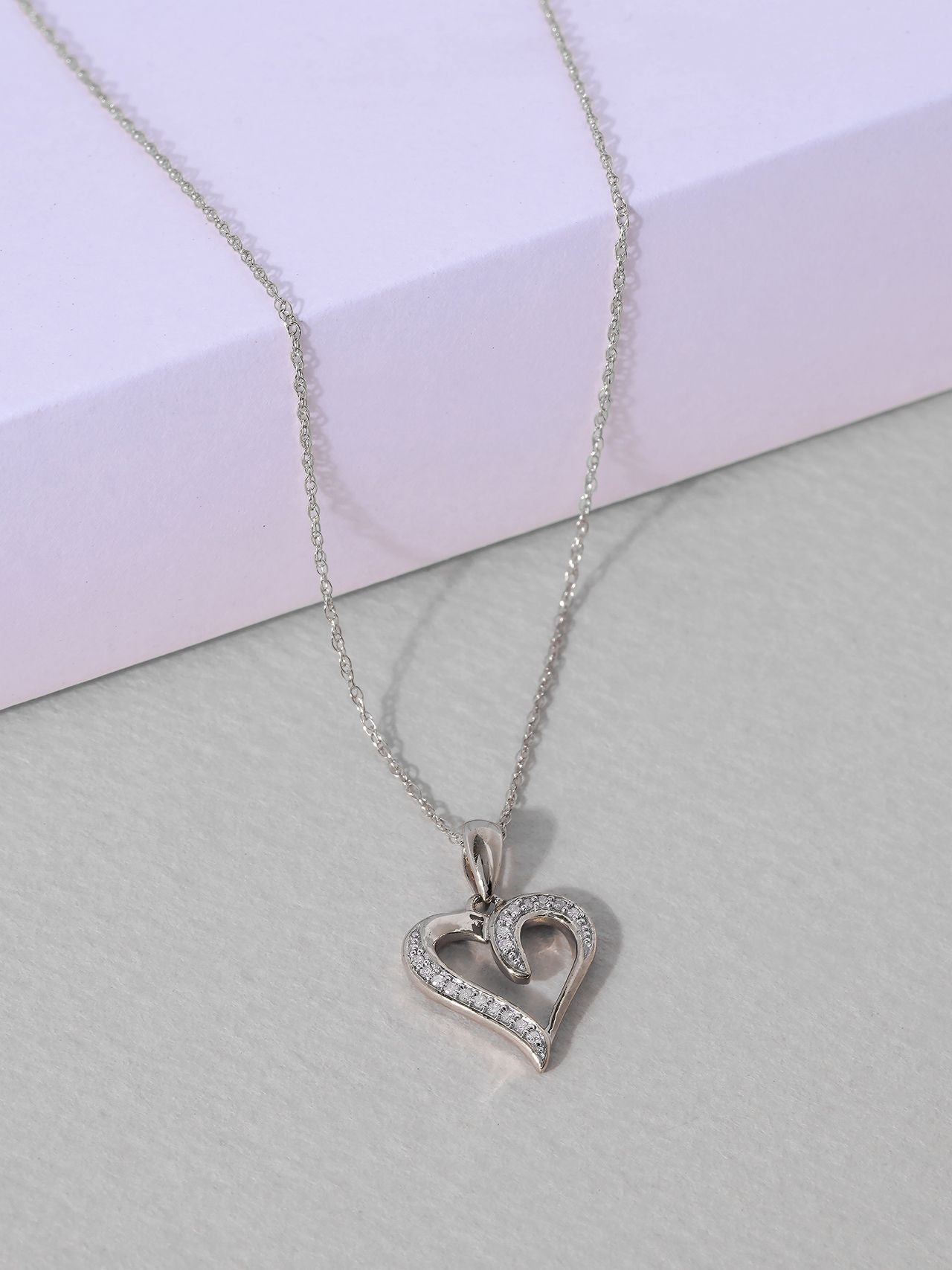  May & June 1/20ct TDW Diamond Heart Pendant Necklace - Pink - Bonton