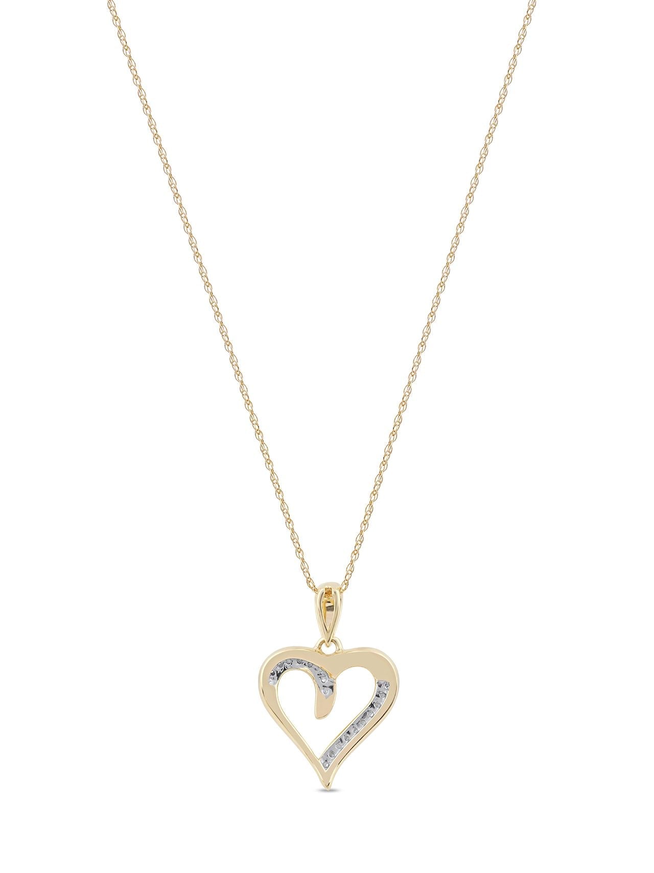  May & June 1/20ct TDW Diamond Heart Pendant Necklace - Pink - Bonton