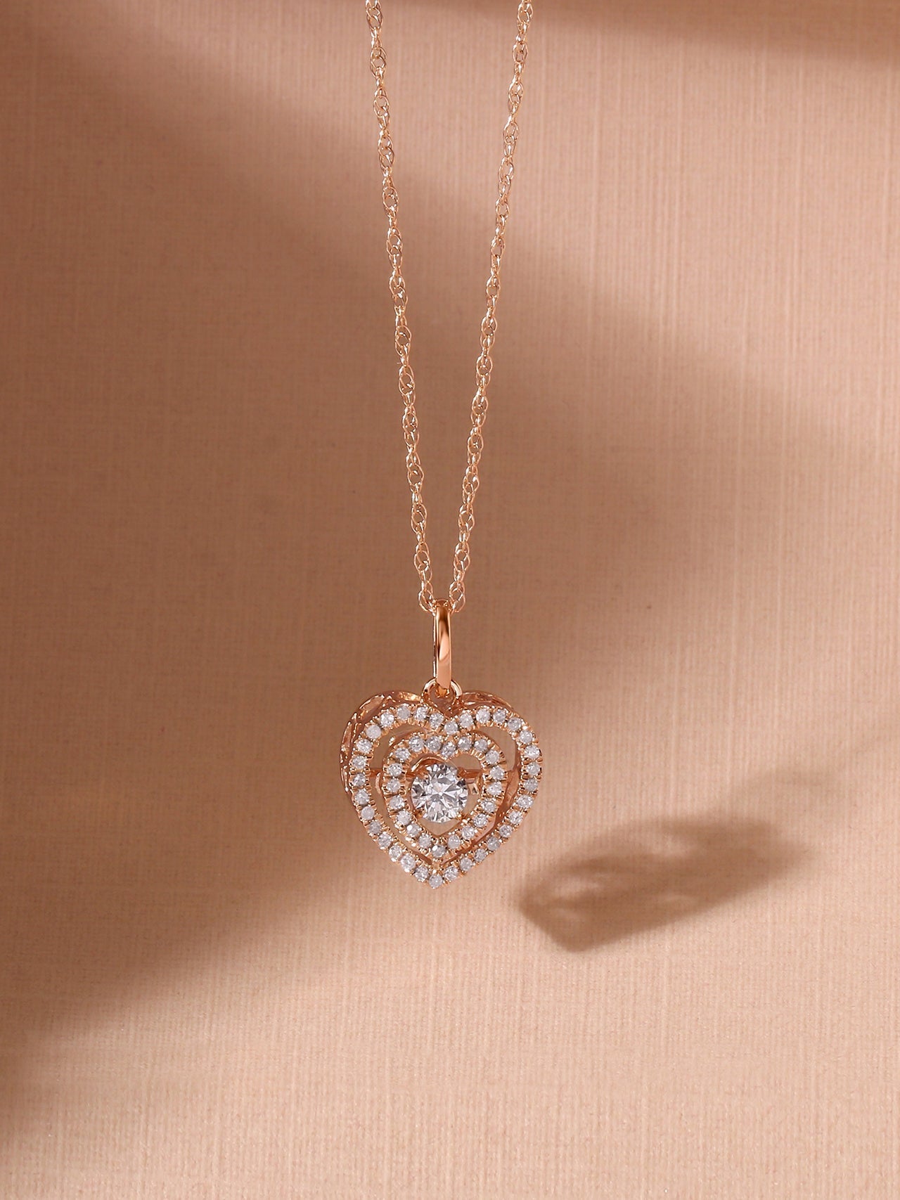  May & June 1/5ct TDW Diamond Dual Heart Pendant Necklace in 10k Gold - Yellow - Bonton