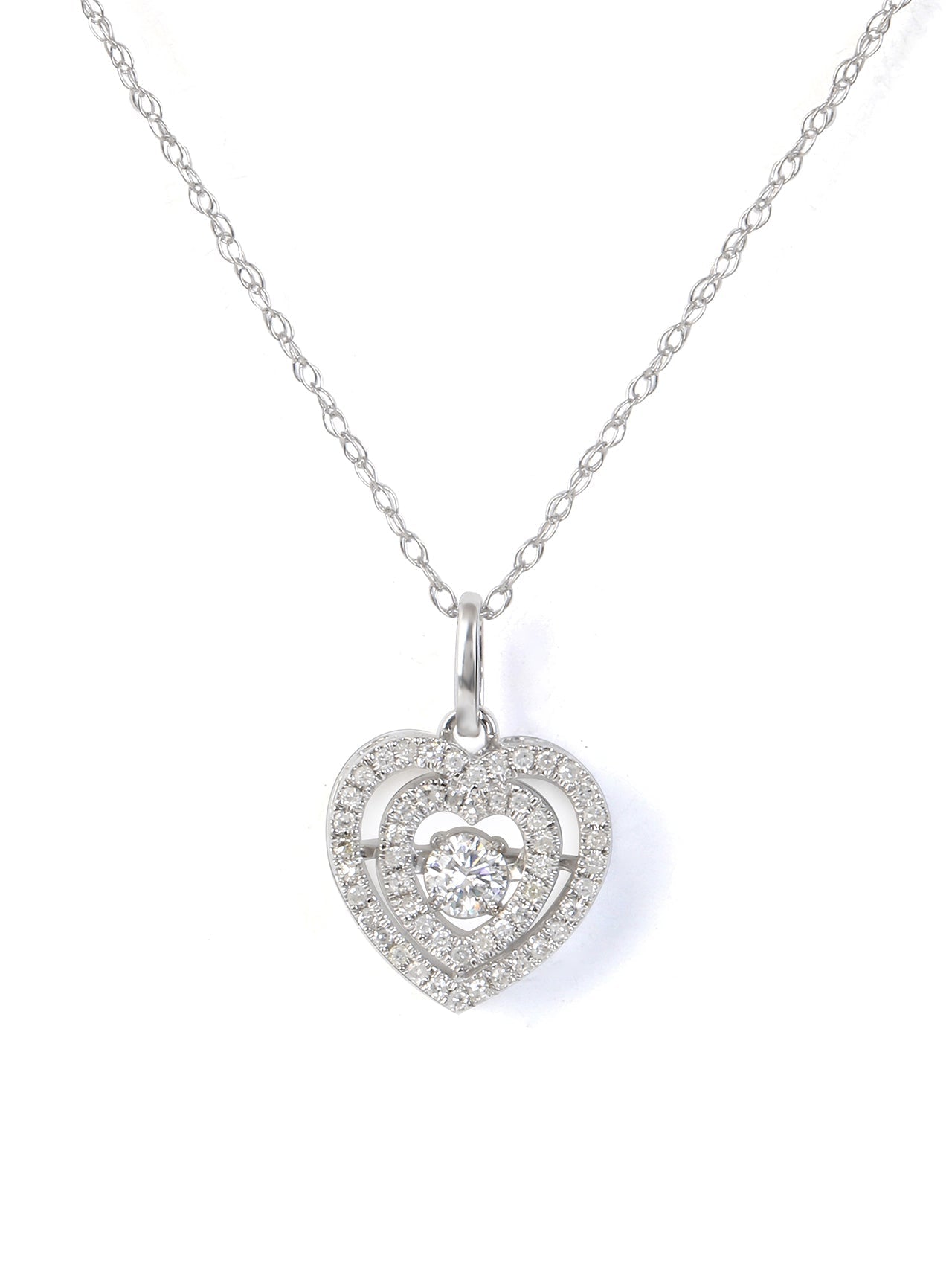  May & June 1/5ct TDW Diamond Dual Heart Pendant Necklace in 10k Gold - Yellow - Bonton