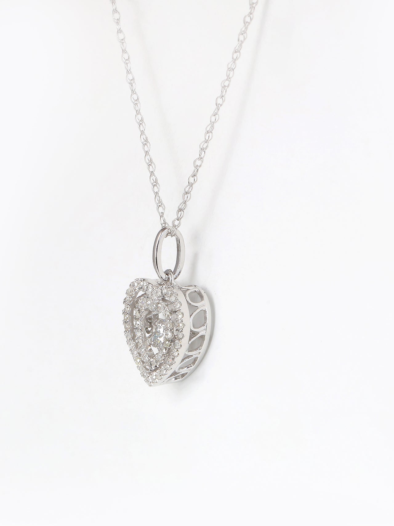  May & June 1/5ct TDW Diamond Dual Heart Pendant Necklace in 10k Gold - Rose - Bonton