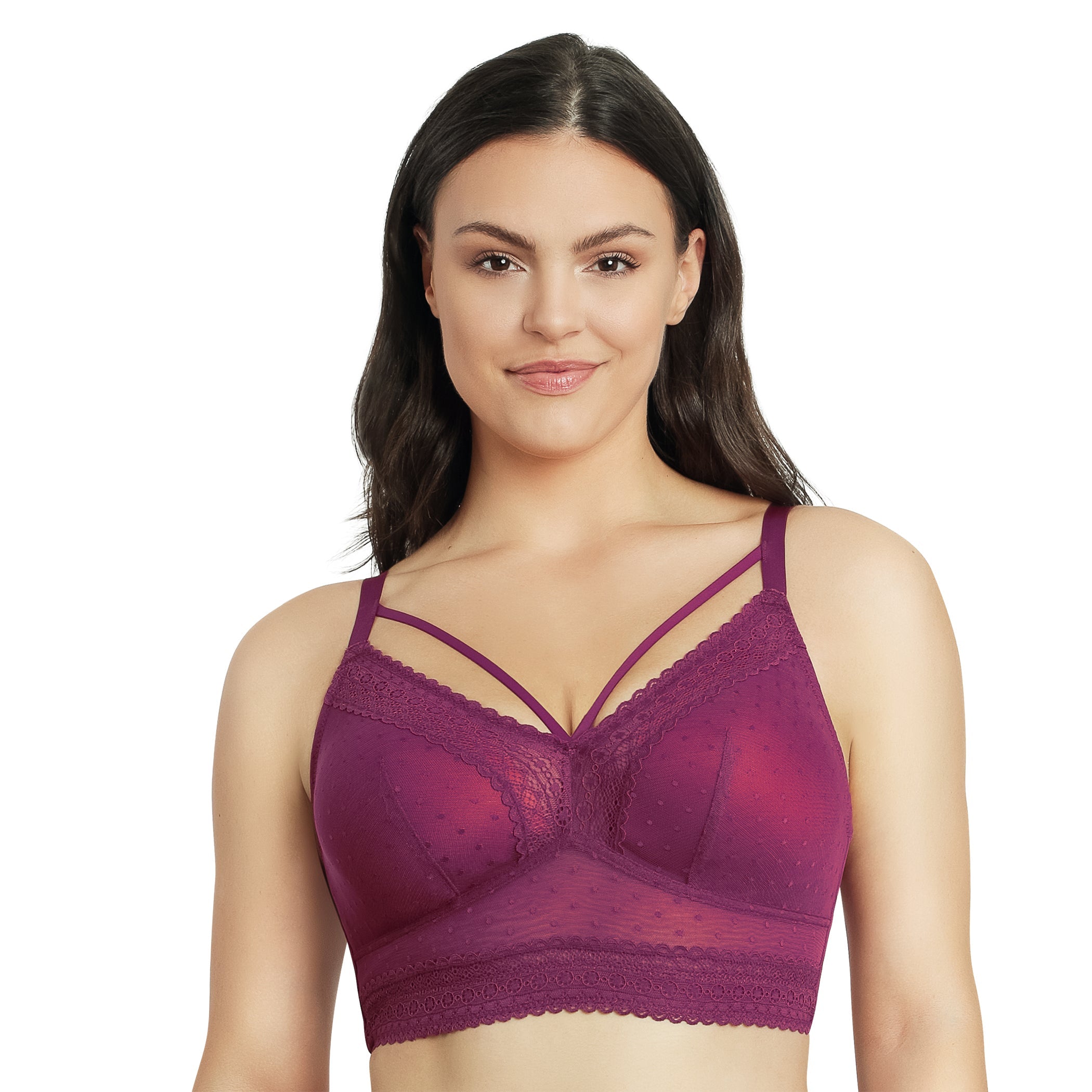  PARFAIT Mia Dot Wire-Free Padded Mesh Bralette - Blackberry - Bonton