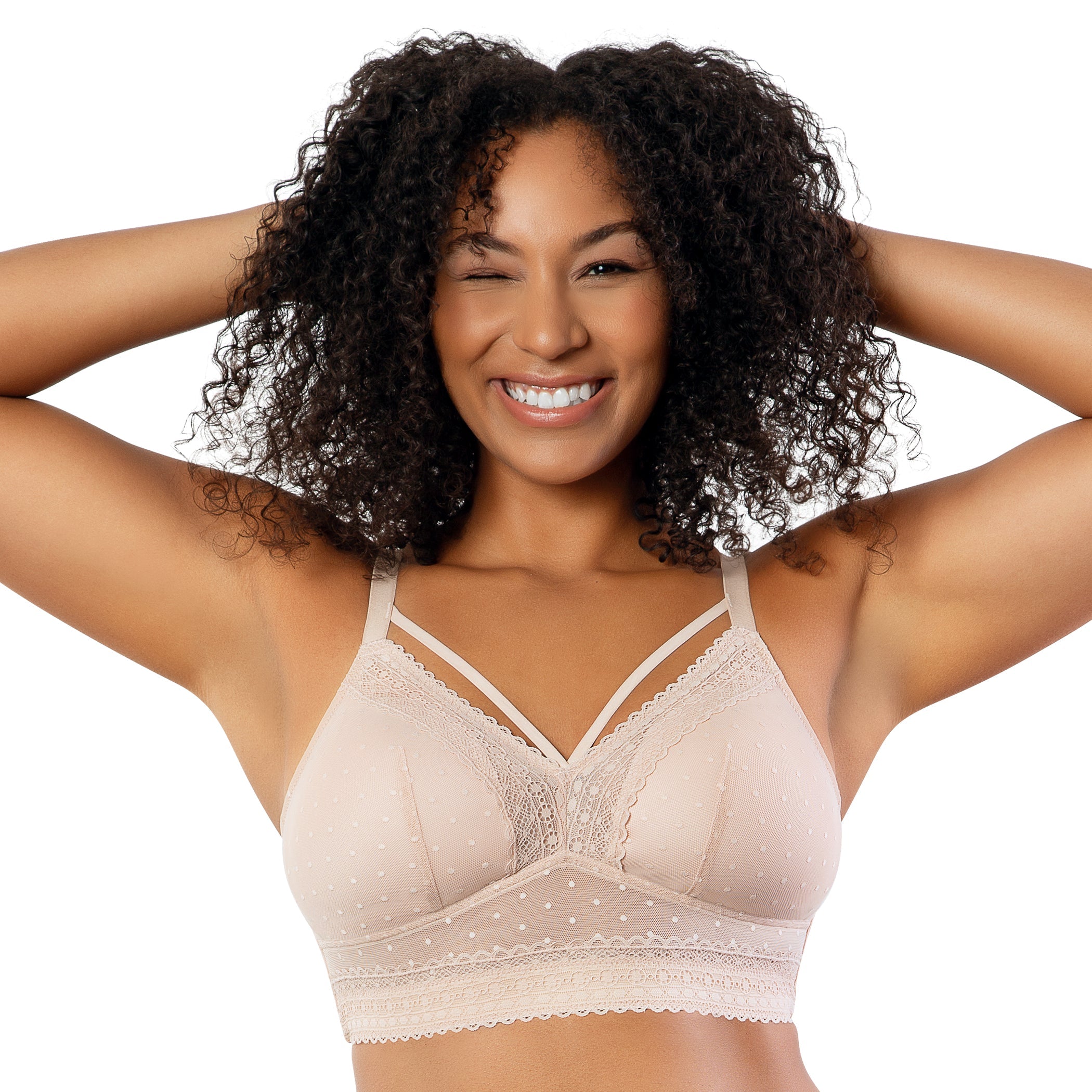  PARFAIT Mia Dot Wire-Free Padded Mesh Bralette - Cameo Rose - Bonton