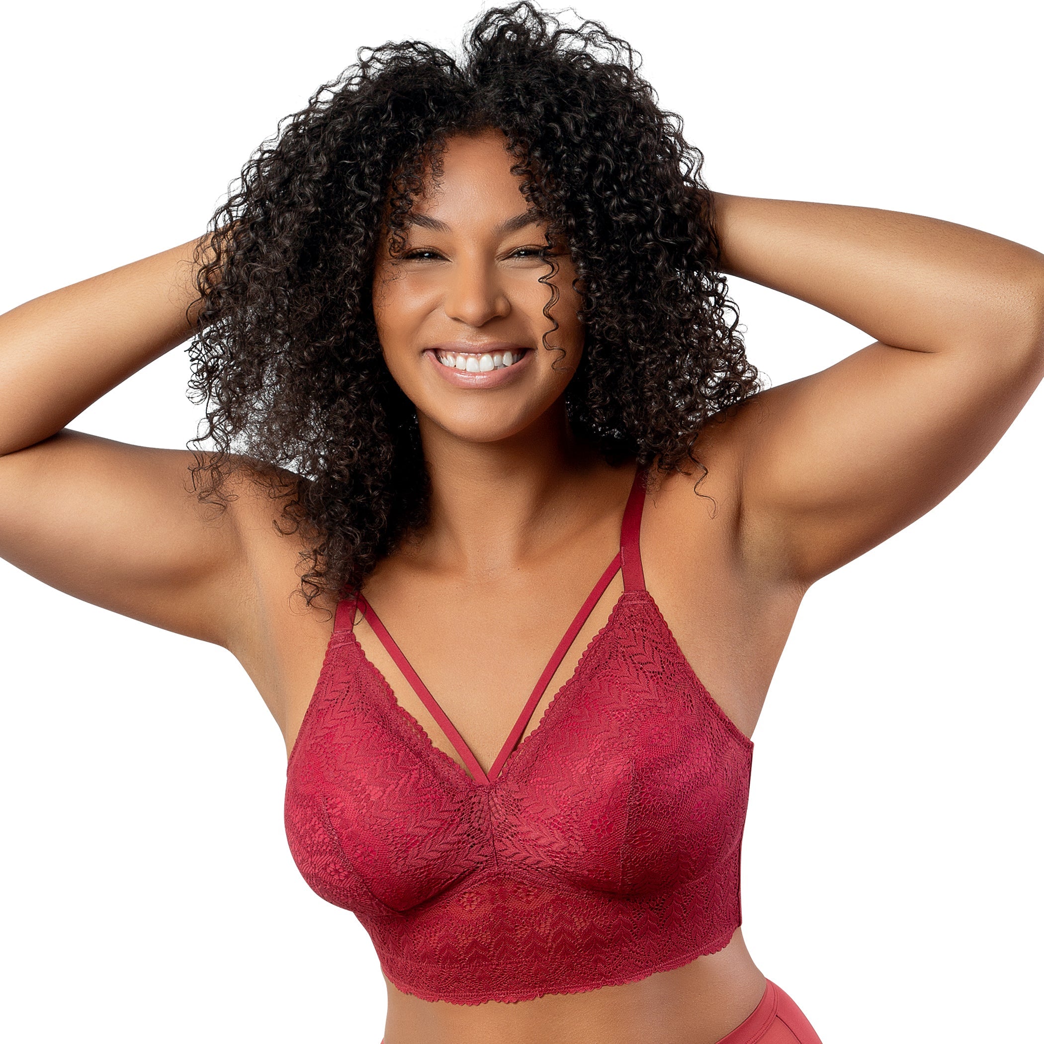  PARFAIT Mia Lace Wire-Free Padded Lace Bralette - Rio Red - Bonton