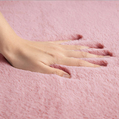 Pink Faux Rabbit Fur Fuzzy Soft Fluffy Plush Cozy Shaggy Area Rug by Homemartgoods