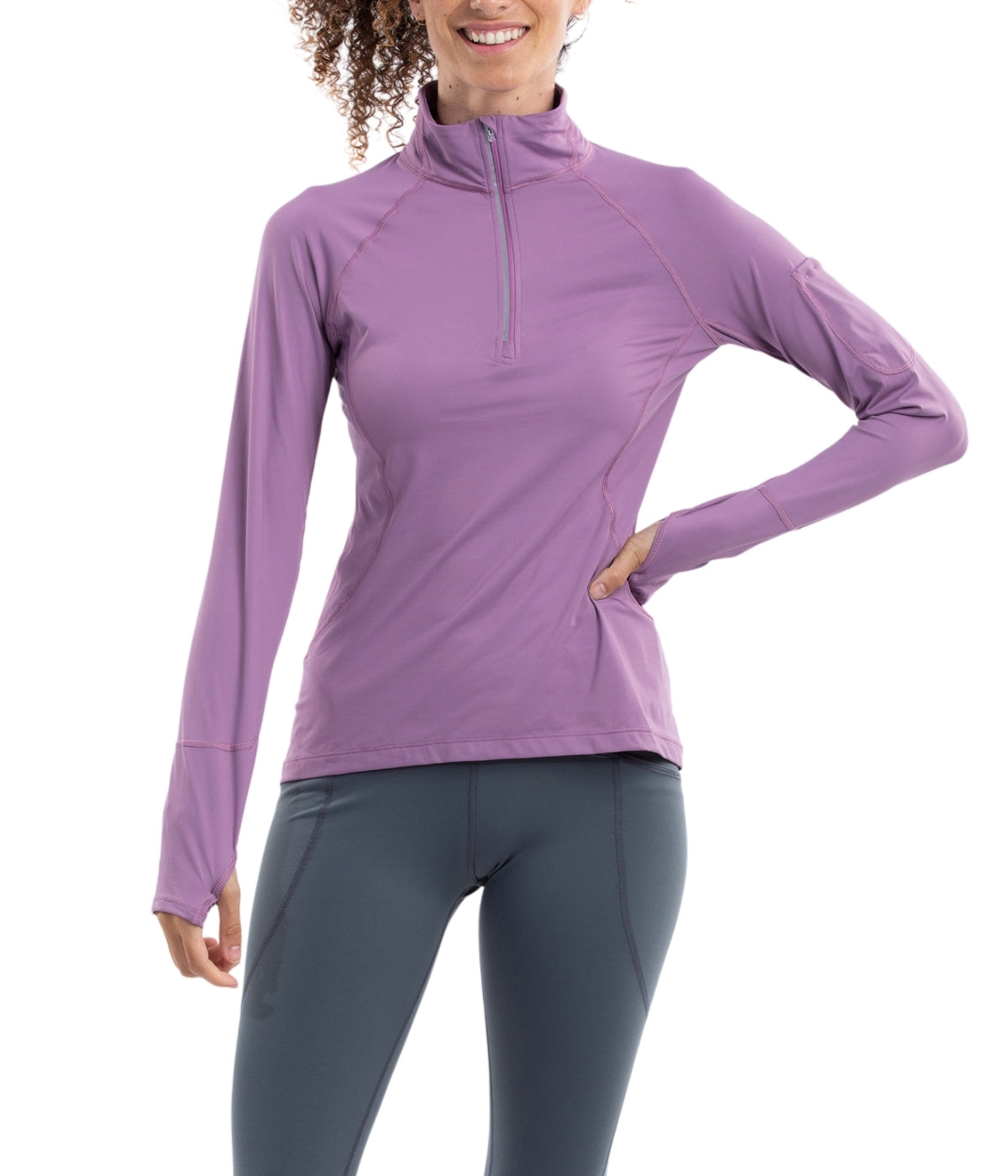  BloqUV BloqUV Women's UPF 50+ Sun Protection Mock Neck Quarter Zip Top - Plum - Bonton