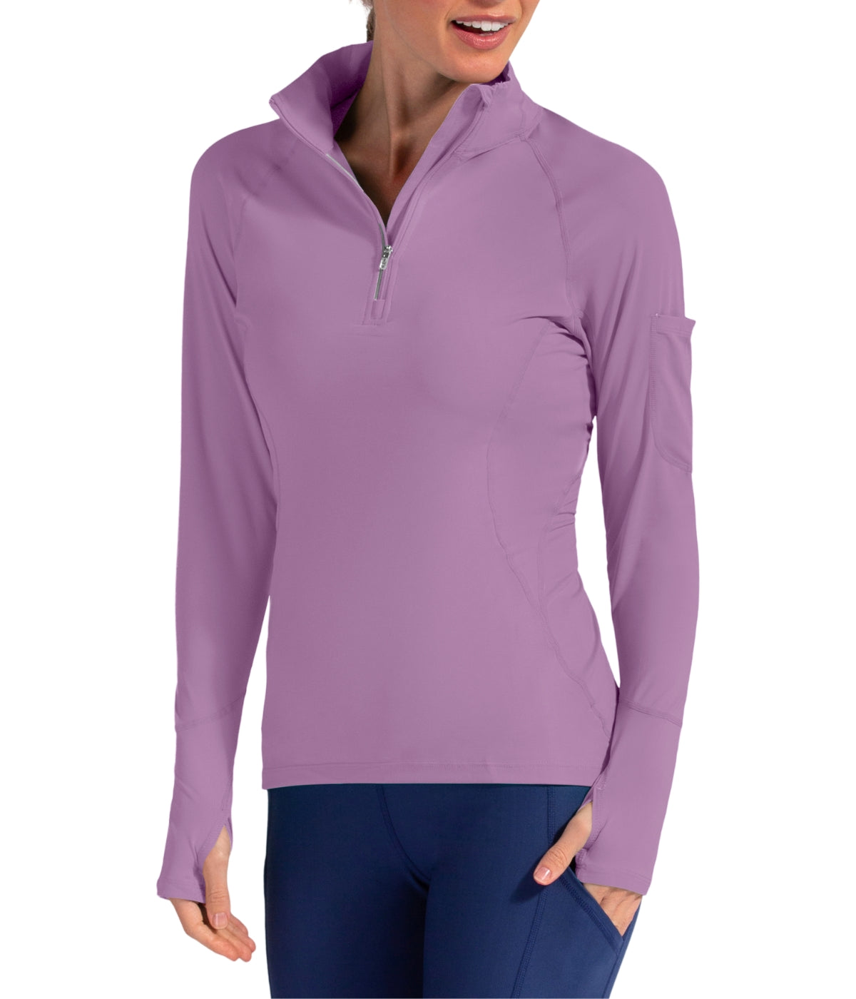  BloqUV BloqUV Women's UPF 50+ Sun Protection Mock Neck Quarter Zip Top - Plum - Bonton